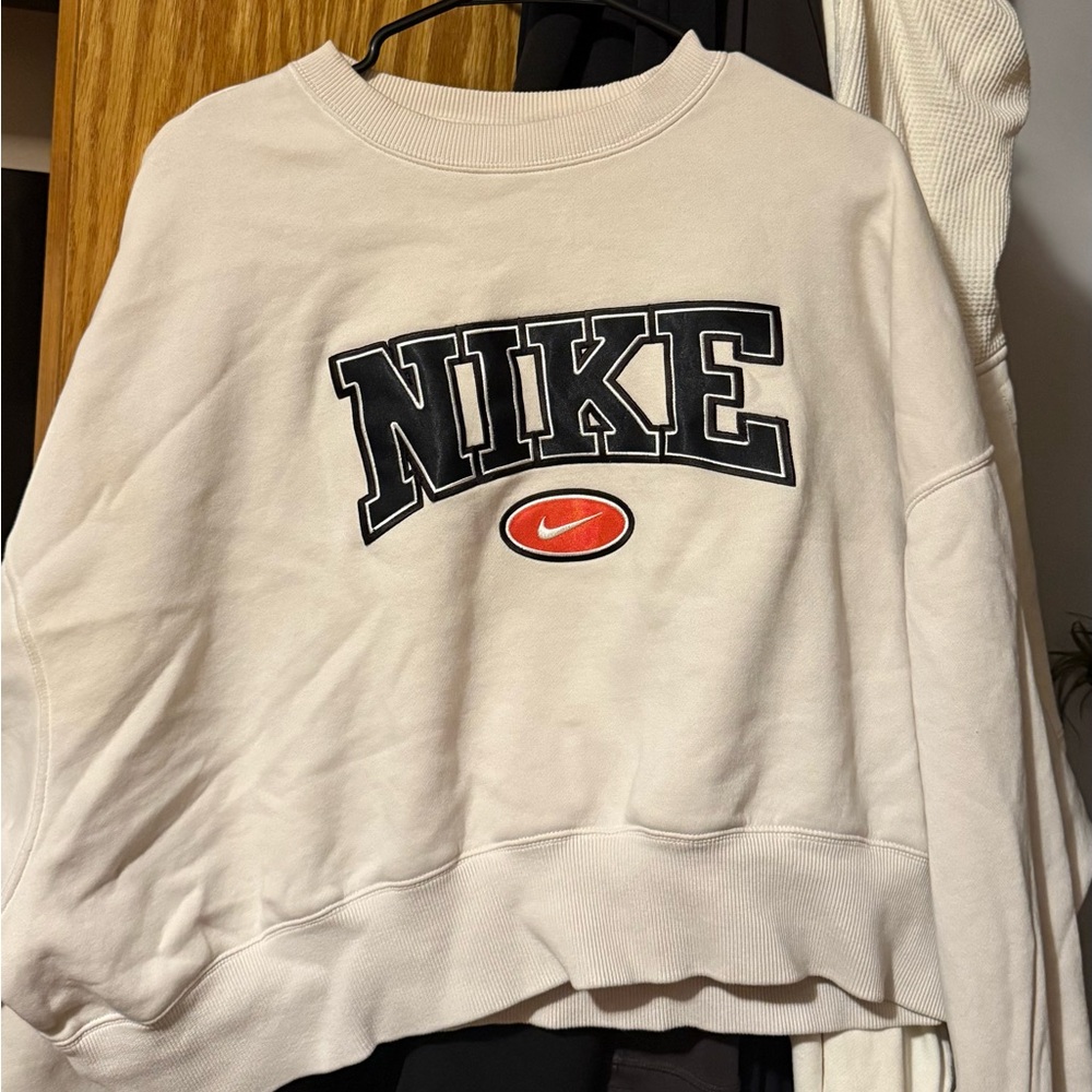 Nike Off-White Sweatshirt with Black and Red Logo